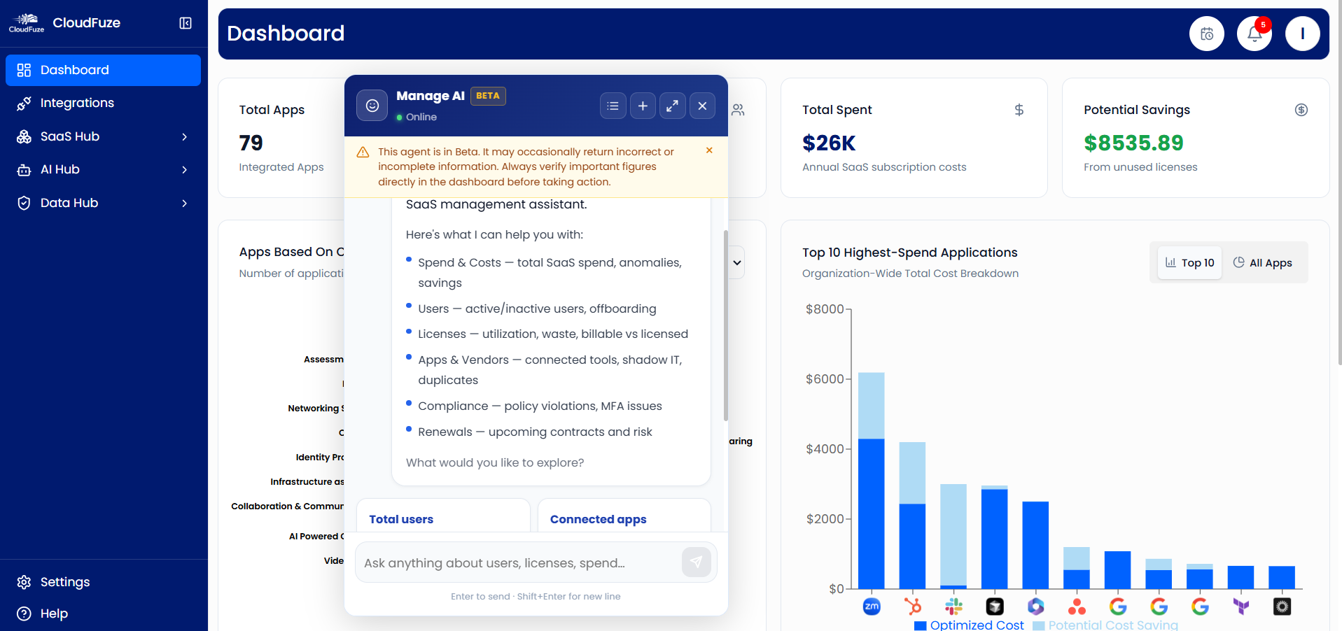 CloudFuze Manage AI assistant