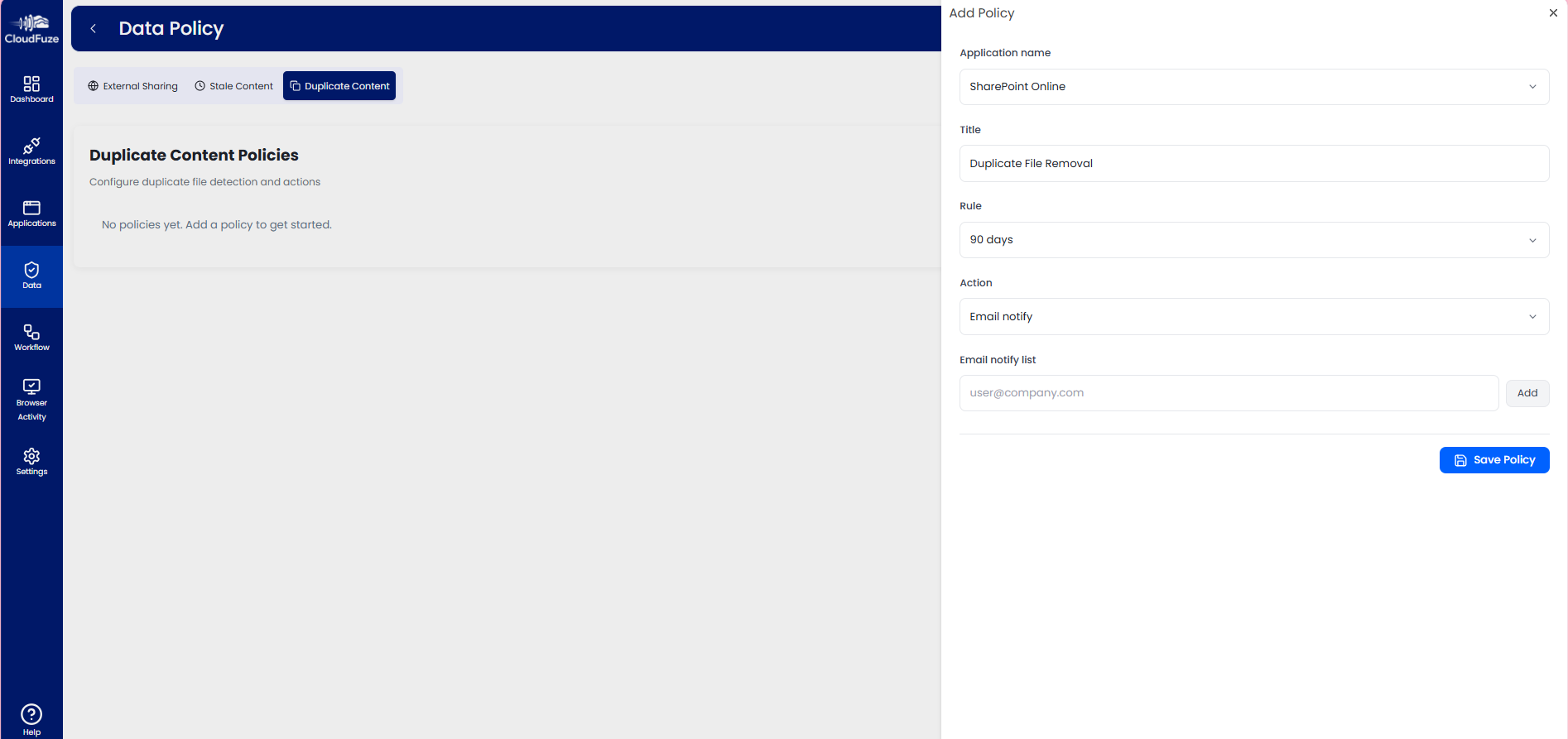Duplicate Content Removal Policy Enforcement
