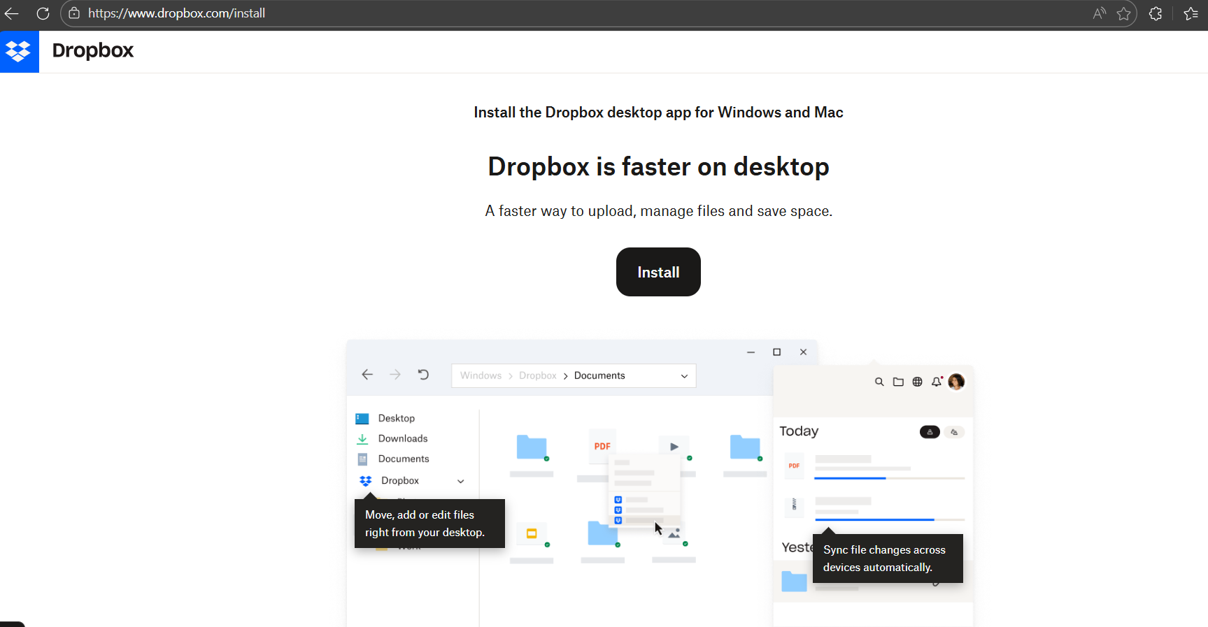 Installing dropbox in computer