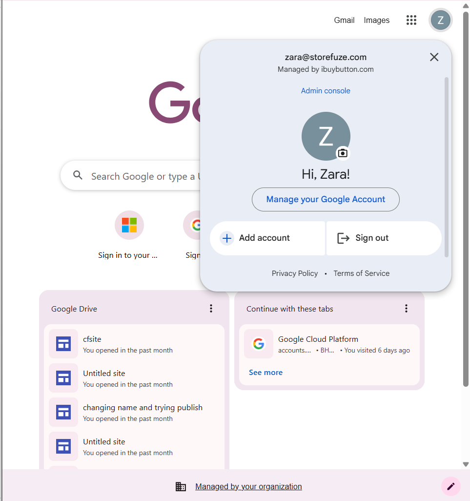 Logging in Google account