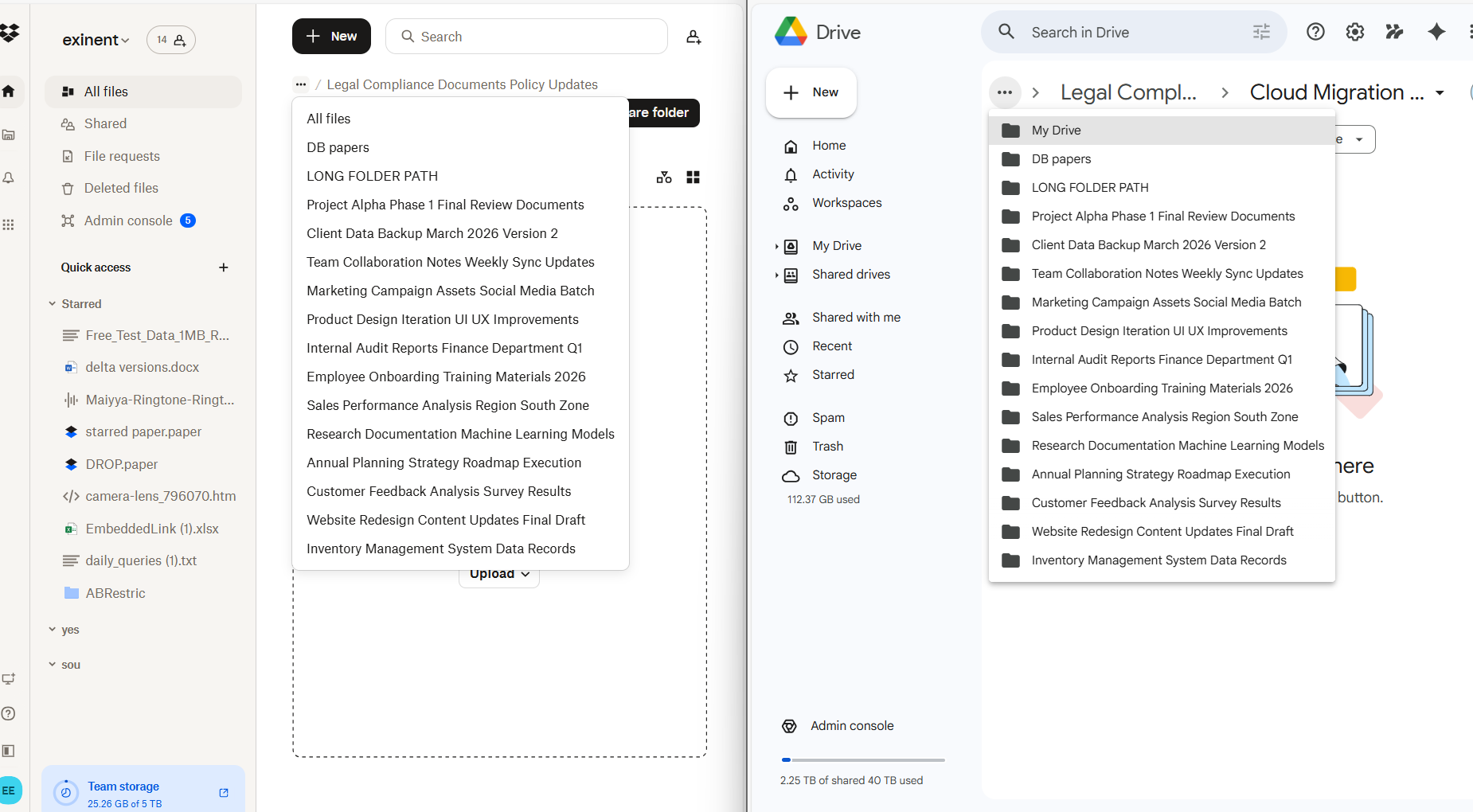 Migrating long folder paths from Dropbox to Google My Drive using Cloudfuze Migrate