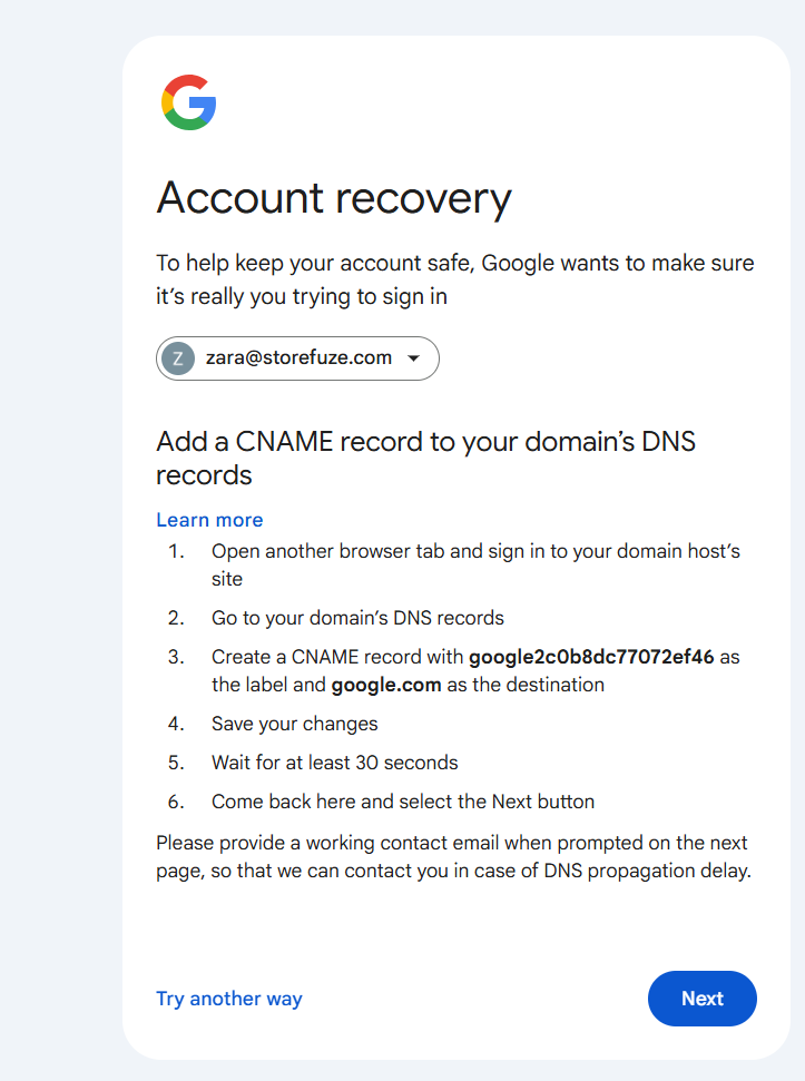 Signing in domain host site for Gmail sign in