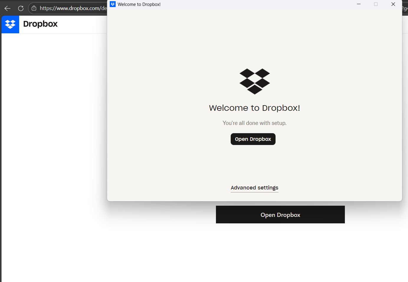 finished Dropbox setup
