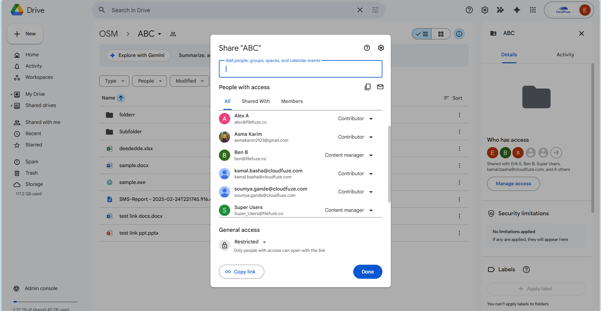 permissions transferred to Google Shared Drive from ShareFile using CloudFuze Migrate