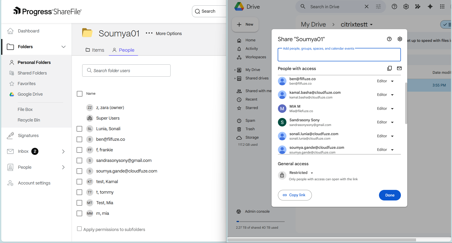 transfer permissions during ShareFile to Google Drive migration using CloudFuze Migrate 