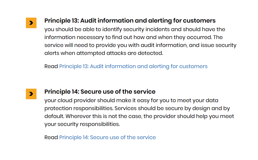 Audit alerting and secure use principles in NCSC