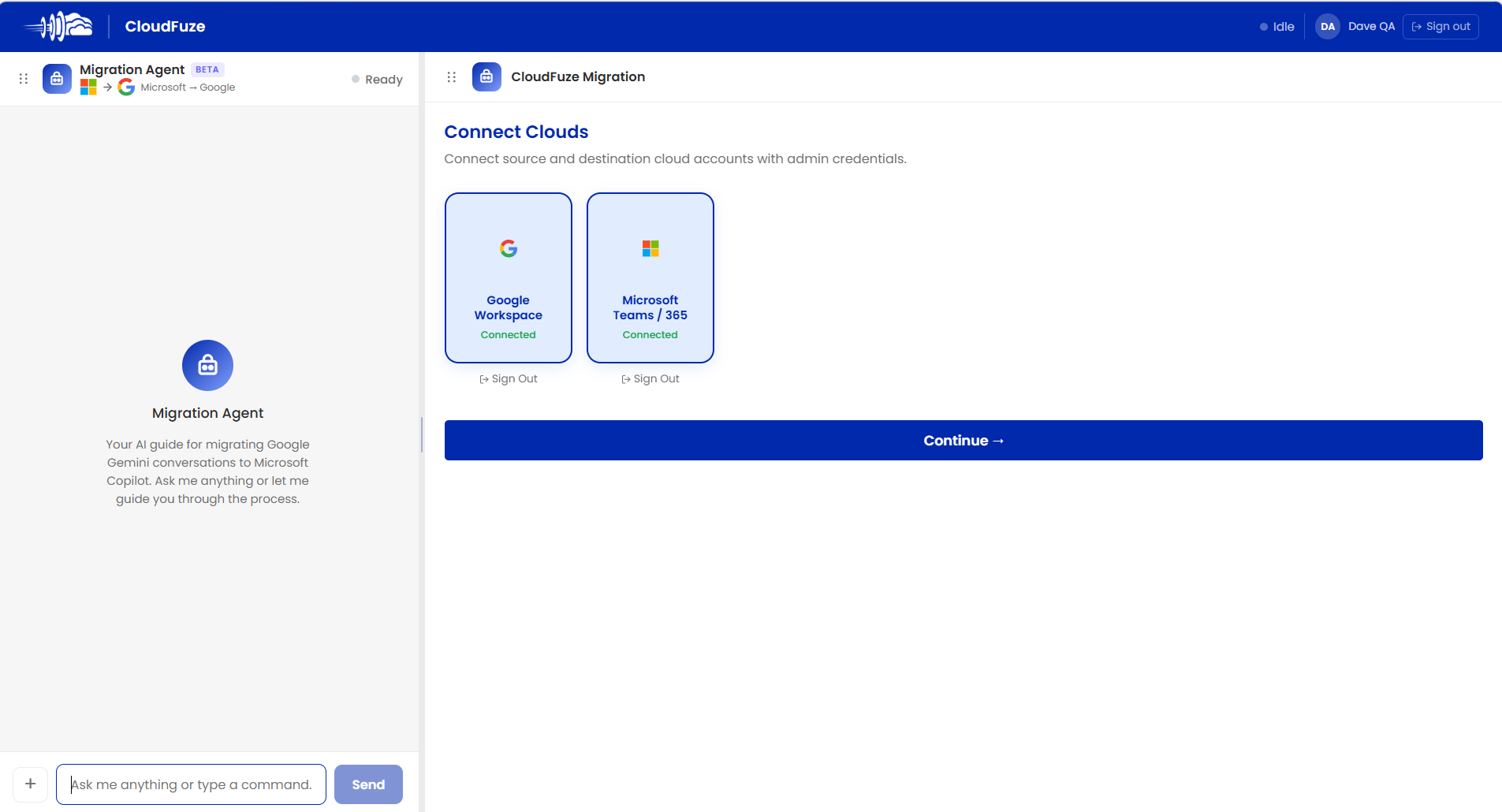 CloudFuze AI App migration tool