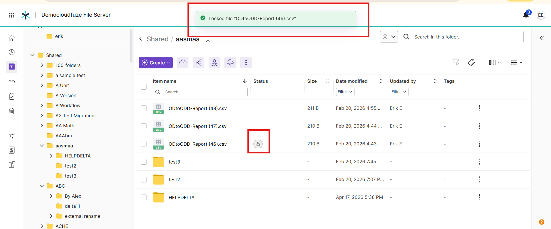 Lock symbol appearing in Egnyte locked files