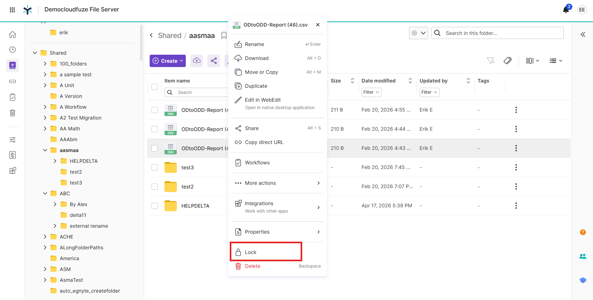 Locking files in Egnyte