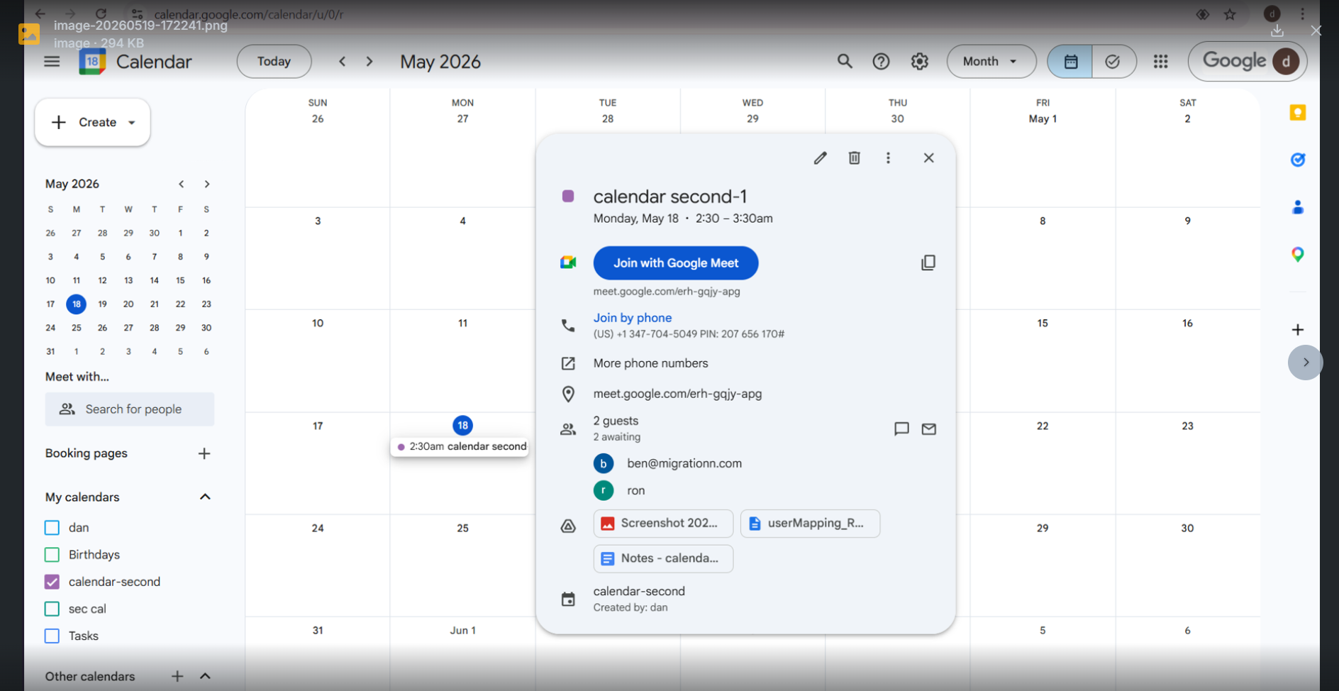 Source calendar migration