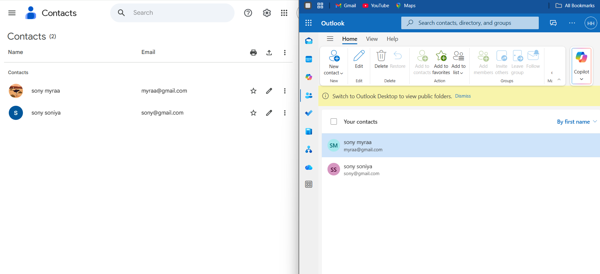 Gmail contact transfer to Outlook