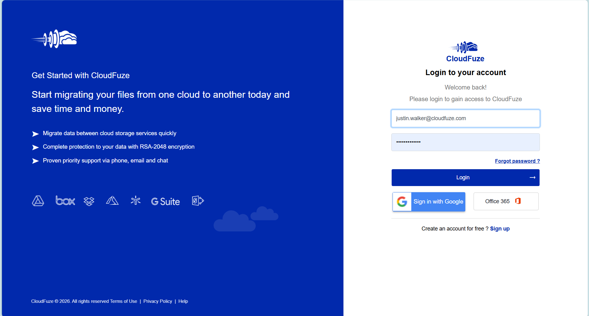 Step 1 Log into CloudFuze