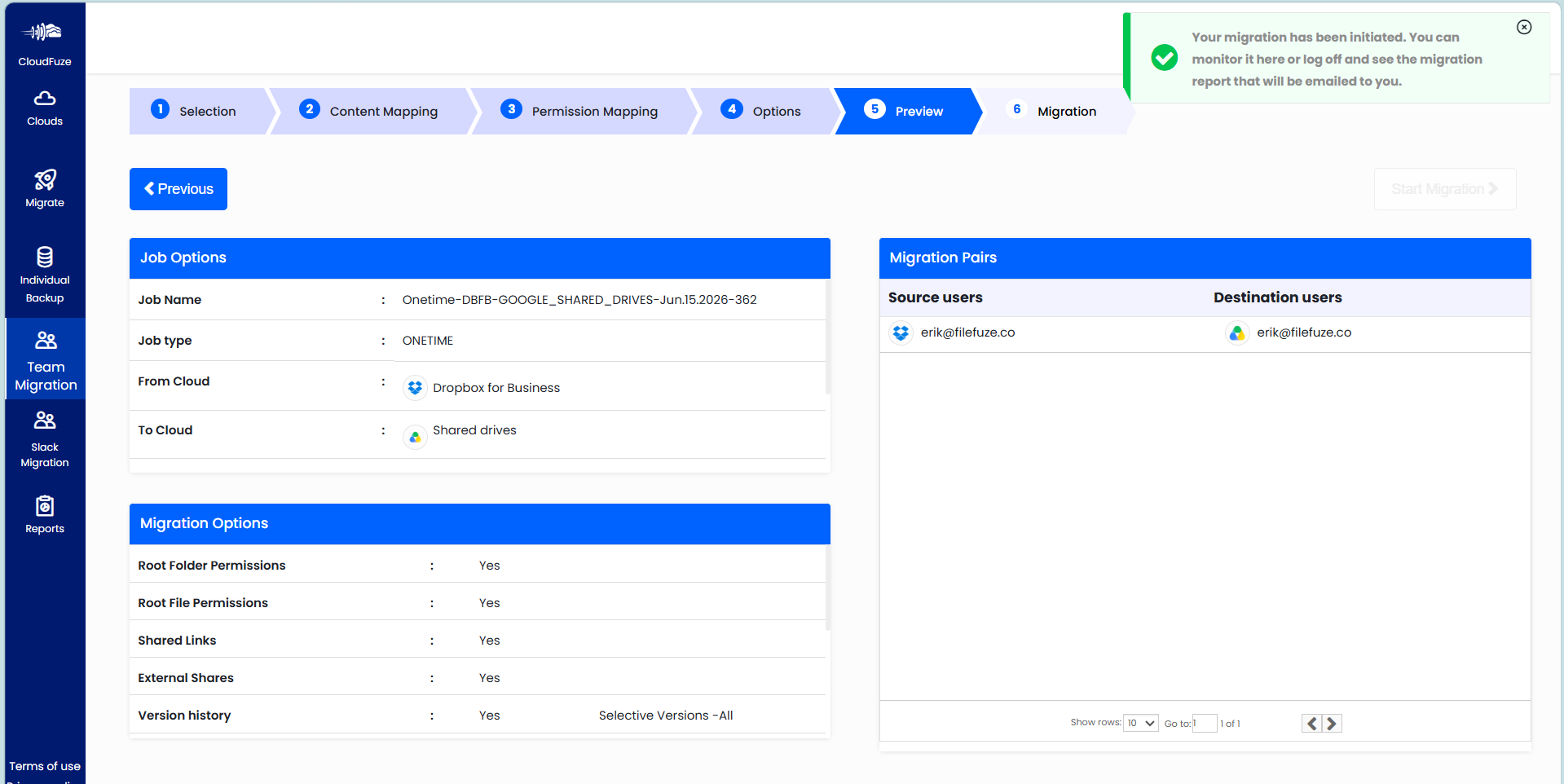 Step 16: Preview and Confirm the Migration