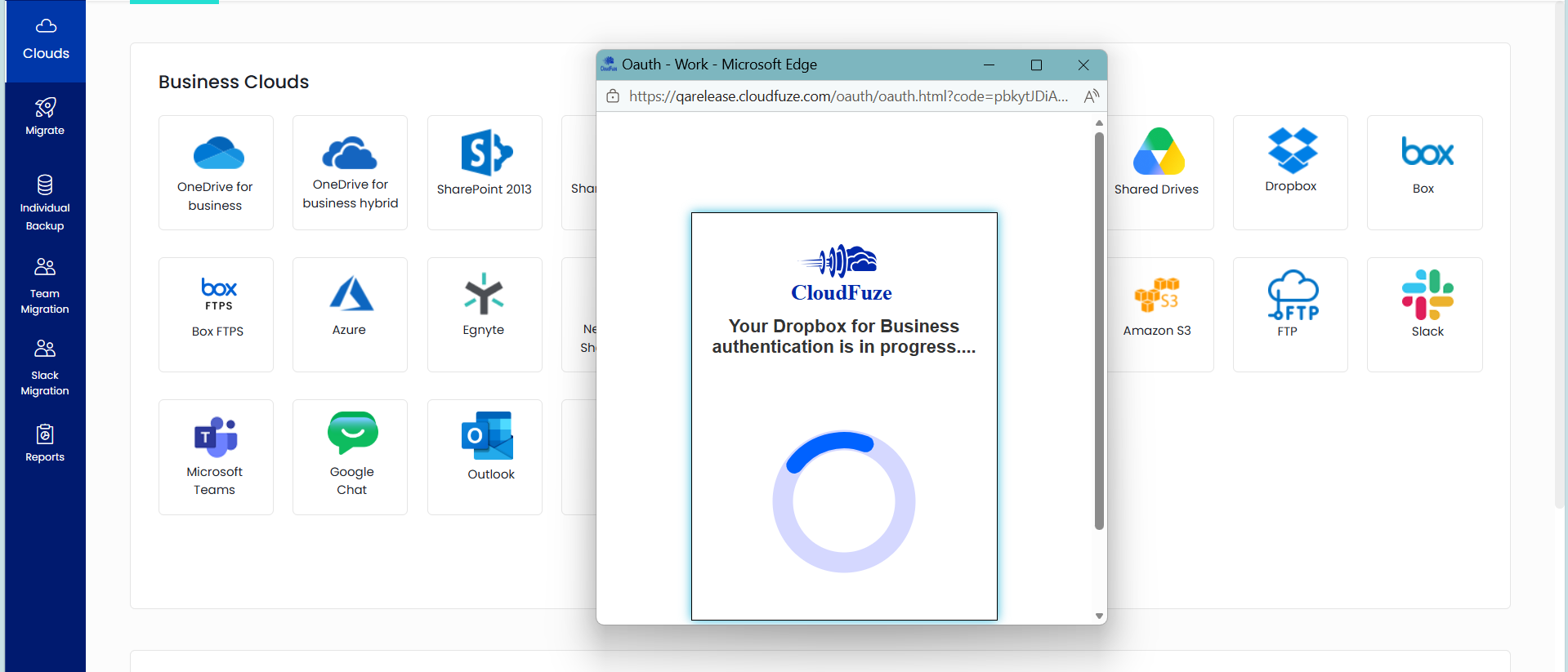Step 3: Authorize Dropbox Business Account