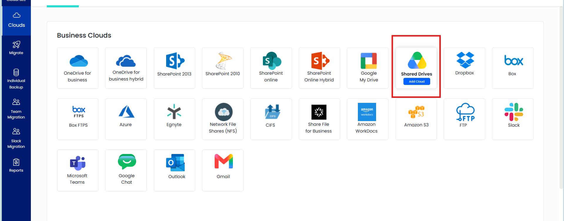 Step 4: Add the Google Shared Drives Account