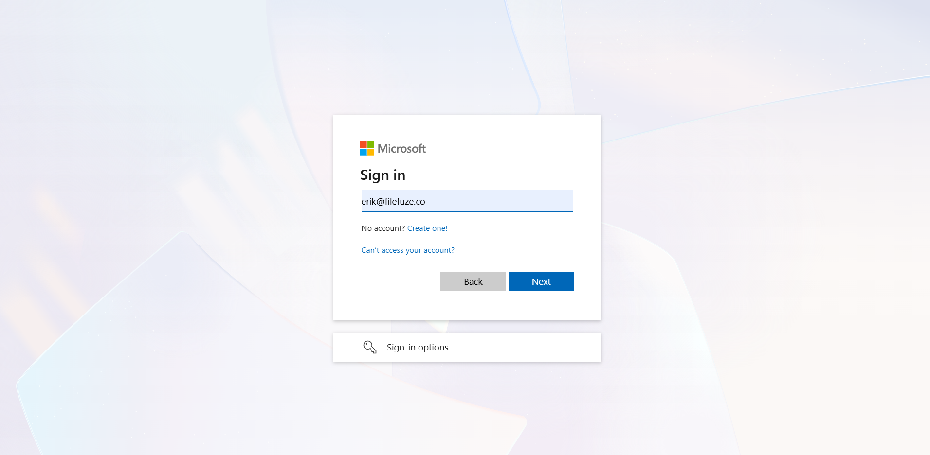 Logging into OneDrive Account