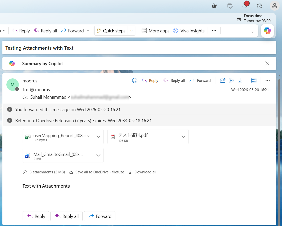 Outlook attachments