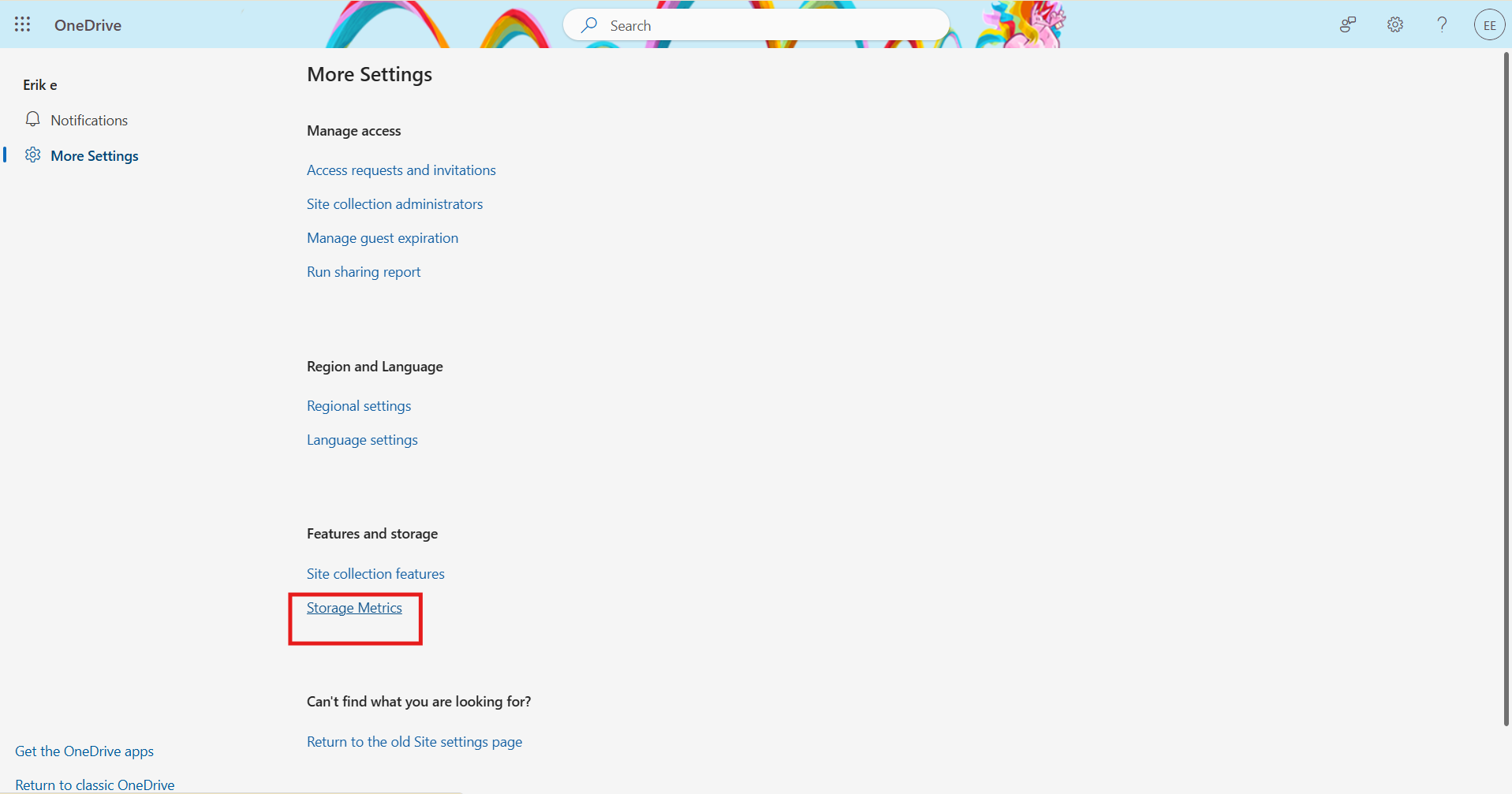 Storage Metrics in OneDrive