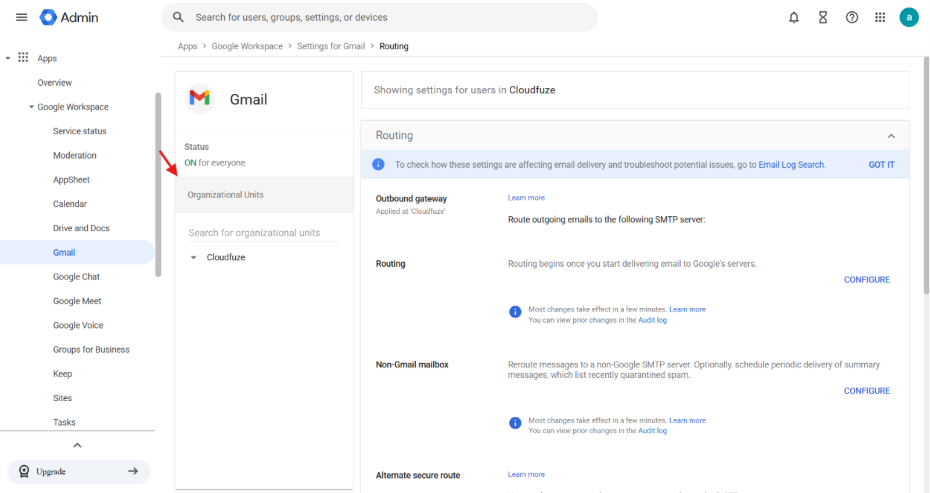 step 4 configure Gmail routing