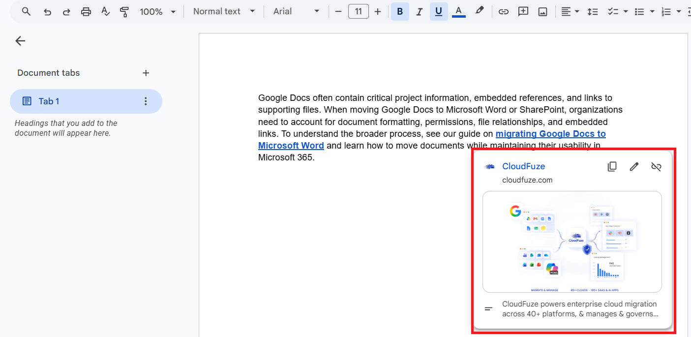 embedded links in docs