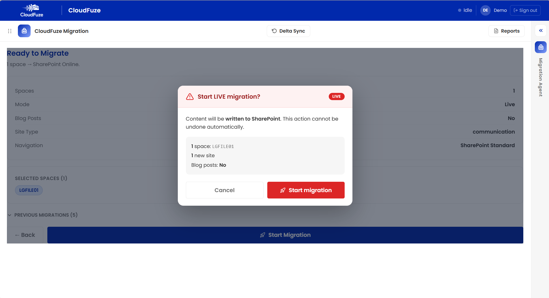 Confirm the Live Migration