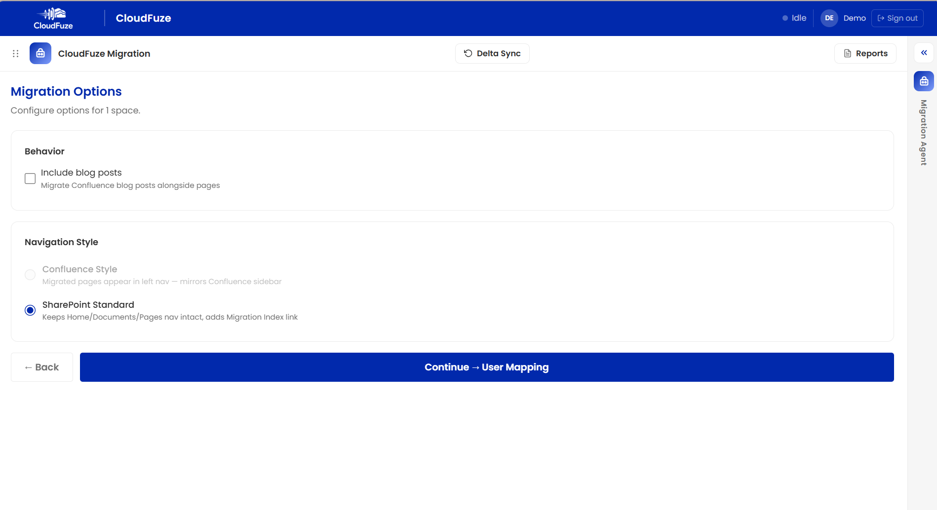 Configure Migration Options