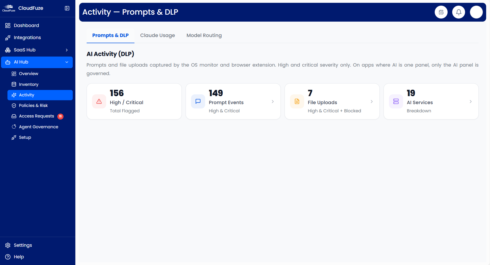 CloudFuze Manage: AI Activity