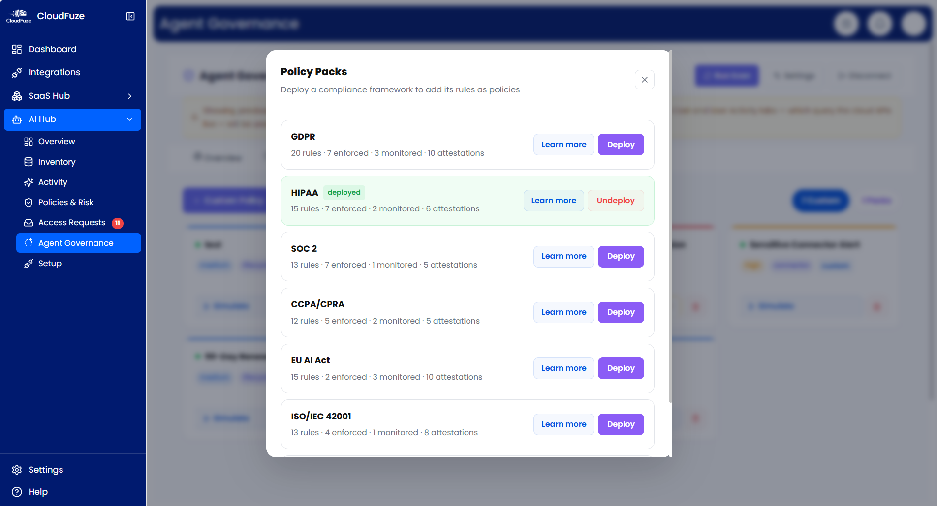 CloudFuze Manage: Policy Packs